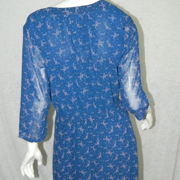 Modcloth Dress Navy Blue with Pink Stars Drawstring Waist Mini Dress Large - Picture 2 of 7